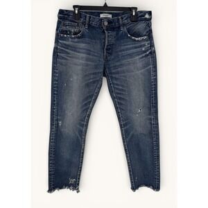 MOUSSY VINTAGE Jeans 30 Made In Japan Distressed Straight Raw Hem Premium Denim